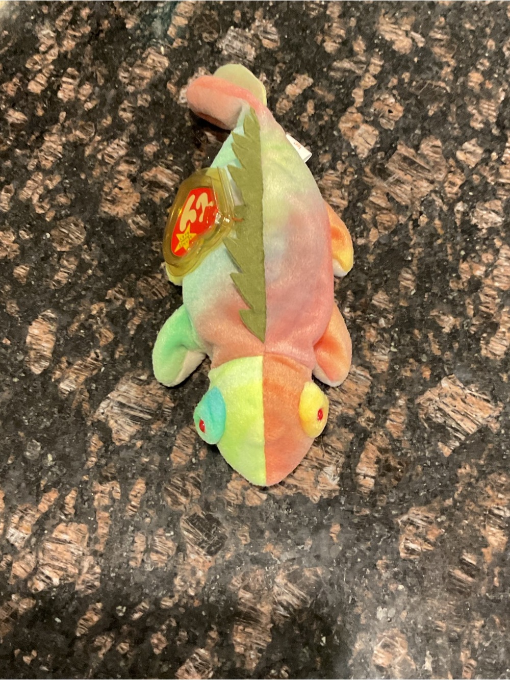 Ty Multicolor Tie-Dye Chameleon Plush - Green, Yellow, Orange, Pink, Blue